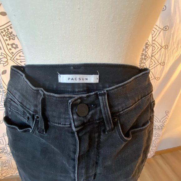 PacSun Black Ripped High Rise Jeggings Size 23 - Picture 9 of 9